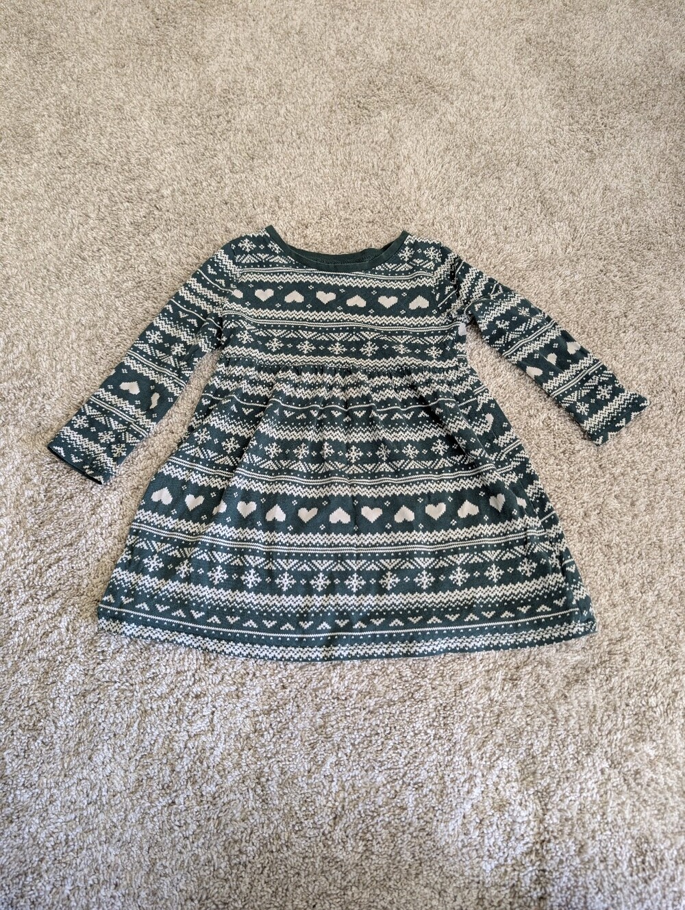 Old Navy Green Long Sleeve Cotton Dress - 2T